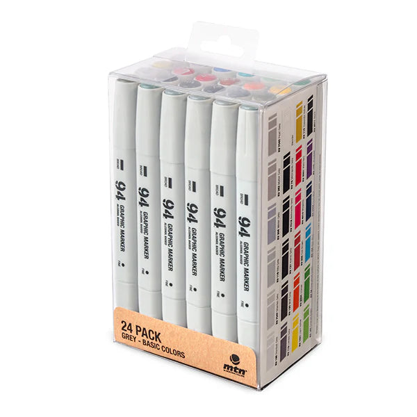 94 Graphic Markers - Primary / Greyscale (24ct)